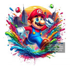 8 PNG Super Mario Splash and Watercolor Digital design PNG file for sublimation – High Resolution -Instant Digital PNG Download