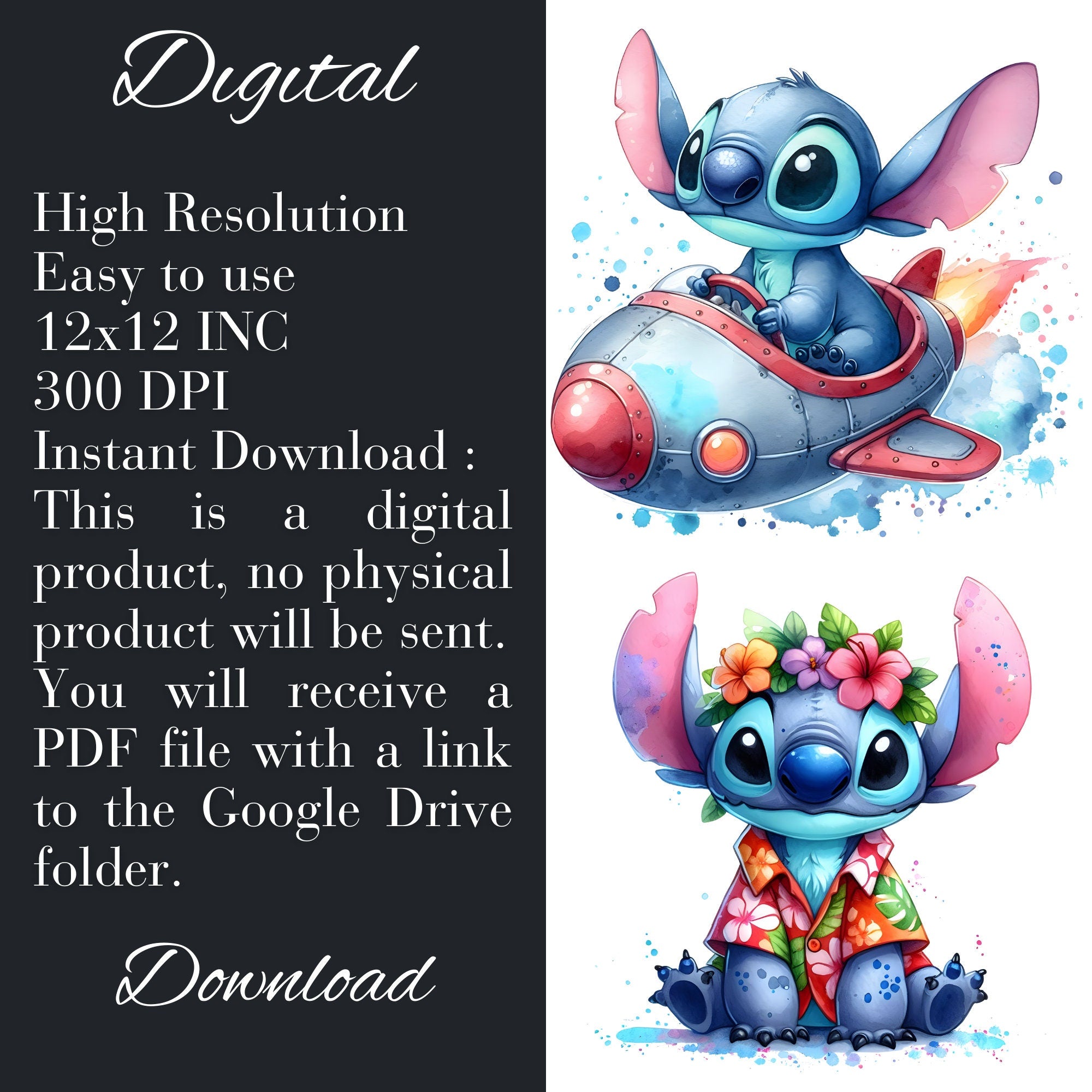 Watercolor Stitch Clipart Set – 300 DPI, High-Resolution, Transparent Background, Digital Download Perfect for DIY Gifts & Crafts