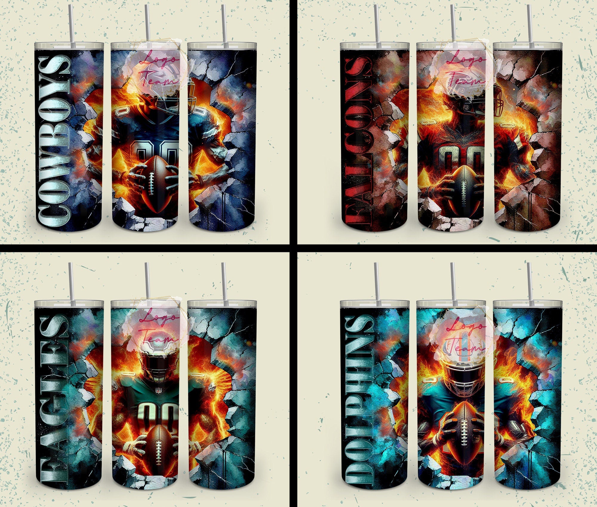 32 Team American Football Tumbler PNG Sublimation Designs, Football Mascot 20oz Skinny Tumbler Wrap PNG, Football Png Digital Download, NFL Tumbler