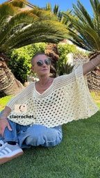 PDF Pattern SUNNY TOP crochet top, crochet sweater, crochet blouse, crochet openwork sweater, crochet women’s sweater