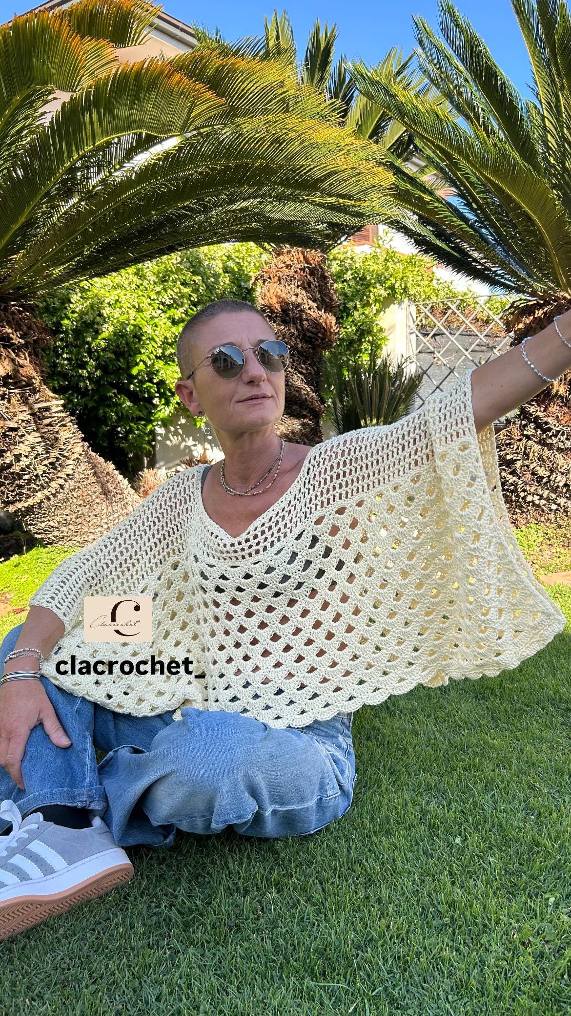 PDF Pattern SUNNY TOP crochet top, crochet sweater, crochet blouse, crochet openwork sweater, crochet women’s sweater