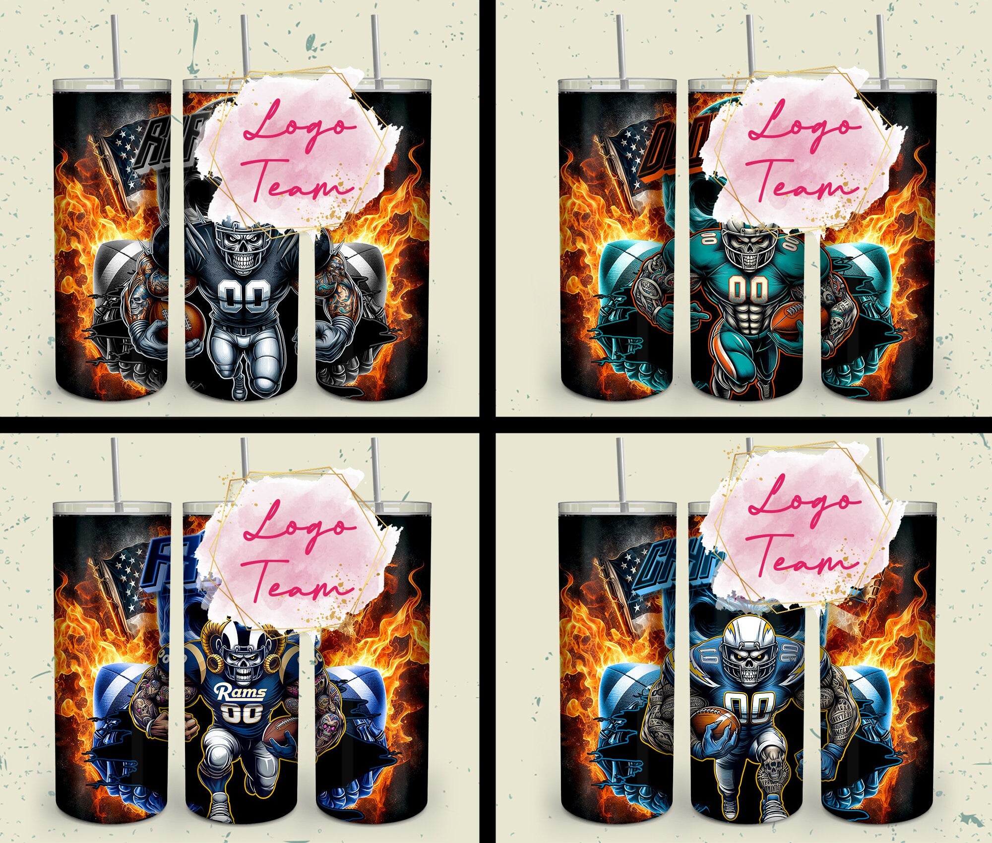 32 Team American Football Tumbler PNG Sublimation Designs, Football Mascot 20oz Skinny Tumbler Wrap PNG, Football Png Digital Download, NFL Tumbler