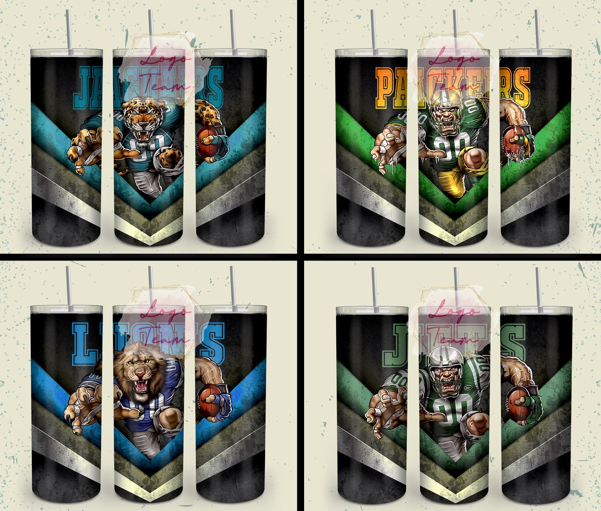 32 Team American Football Tumbler PNG Sublimation Designs, Football Mascot 20oz Skinny Tumbler Wrap PNG, Football Png Digital Download, NFL Tumbler