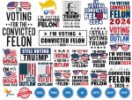 Trump 2024 I’m Voting For The Felon SVG PNG, Trump 2024 svg, felon 2024 svg, Felon for President SVG, trump flag 2024 svg, trump face svg
