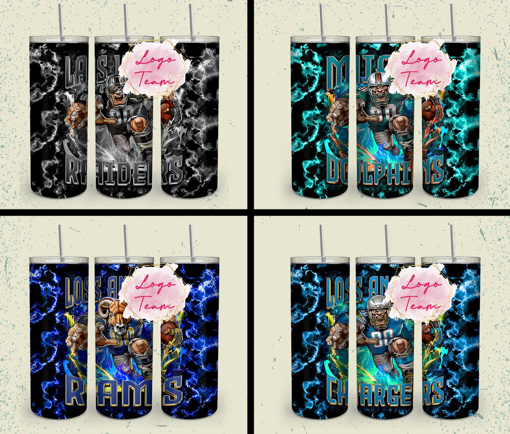 32 Team American Football Tumbler PNG Sublimation Designs, Football Mascot 20oz Skinny Tumbler Wrap PNG, Football Png Digital Download, NFL Tumbler