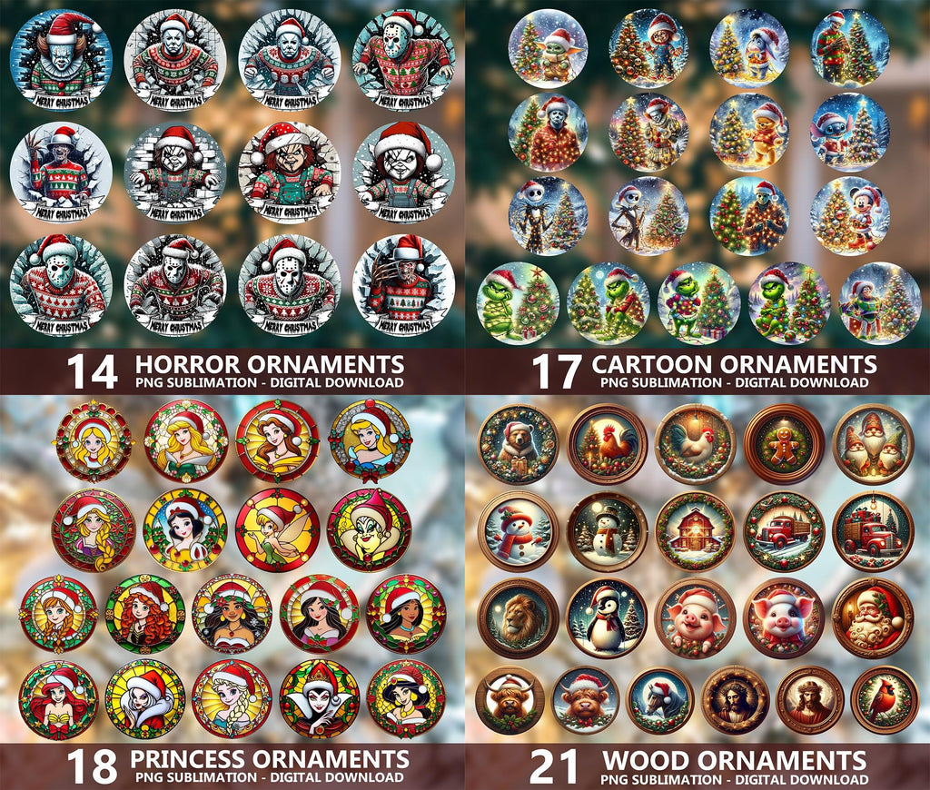 1000+ Designs Ornament Png Bundle, Christmas Ornament Designs, Christmas Cartoon Ornament, Bible Verses Ornament, 3D Inflated Ornament