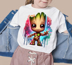 Set of 8 Watercolor splash Baby Groot png Digital images for printing, T-Shirts, Groot Print High Resolution-Instant Digital Download