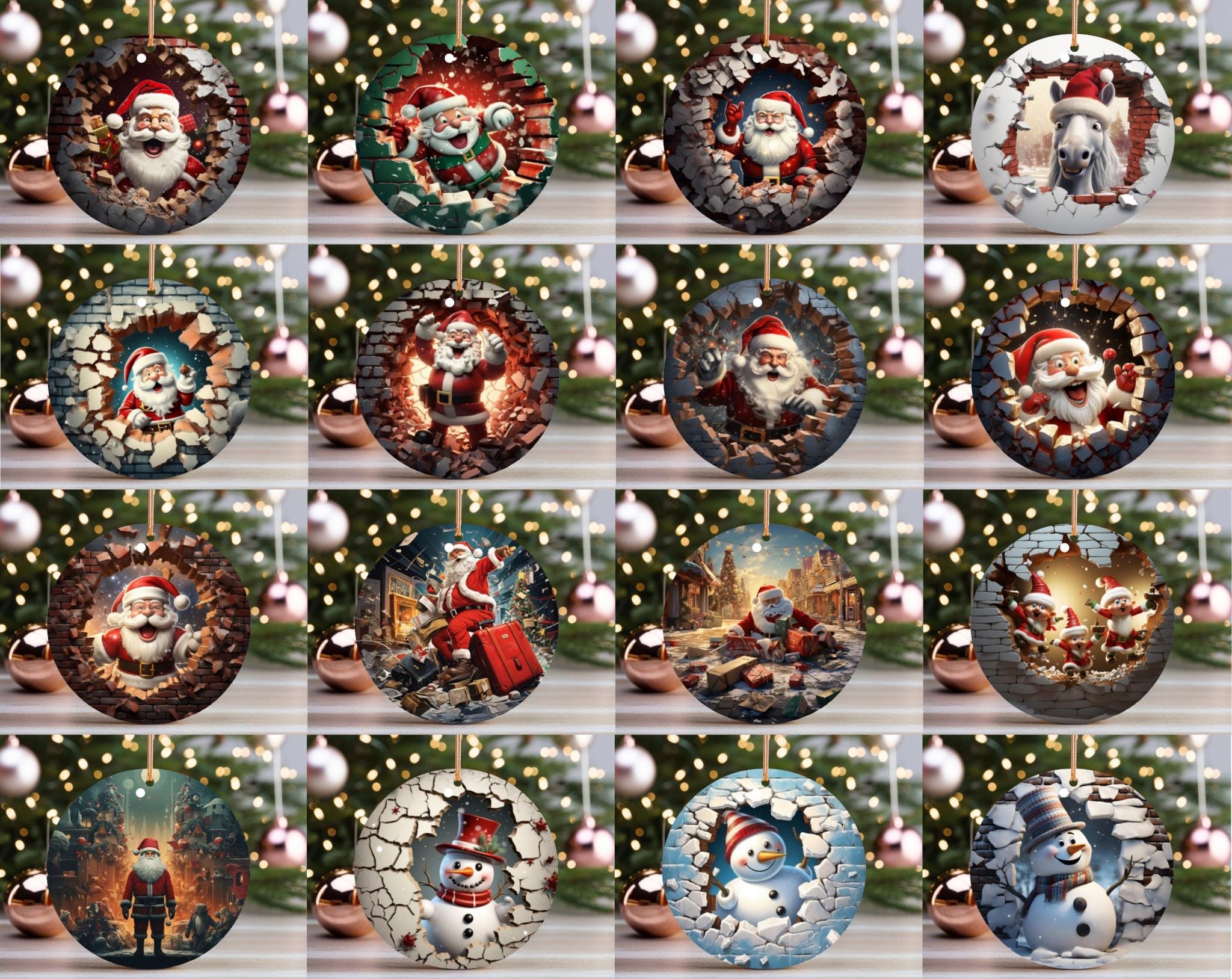 275 + Christmas Ornaments Bundle, Christmas Ornament PNG Designs, Christmas Round Ornament Sublimation, Round Hanging PNG, Christmas Png Svg