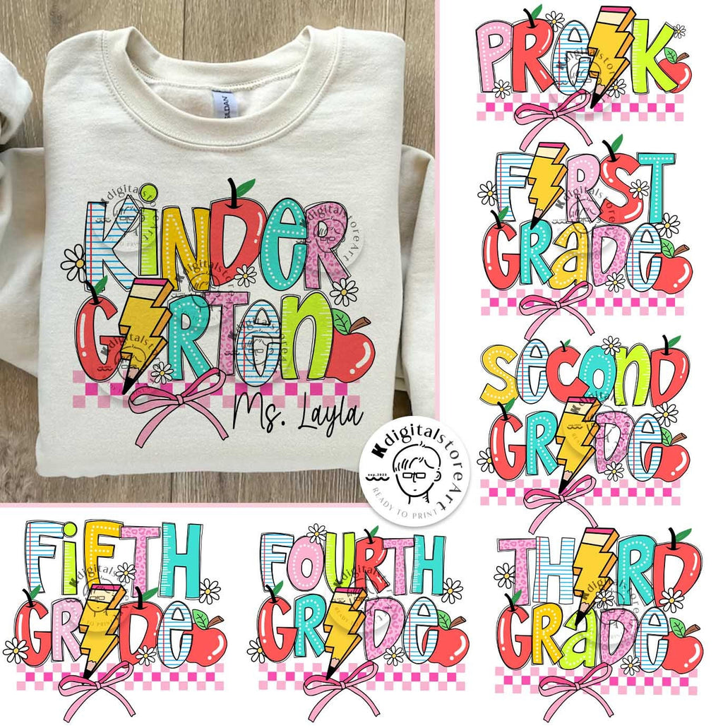 Back To School Bundle Teacher Png, Kindergarten Png, Back To School Teacher Design, Teacher Shirt Design, First Day School Png Sublimation