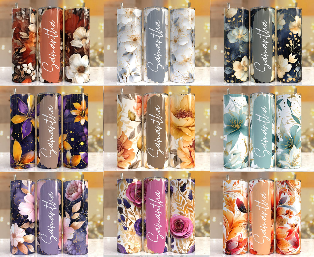 100 + Add your own text Floral tumbler, 20oz Skinny Tumbler Sublimation Designs Tumbler PNG File Digital Download, Colorful Flowers png