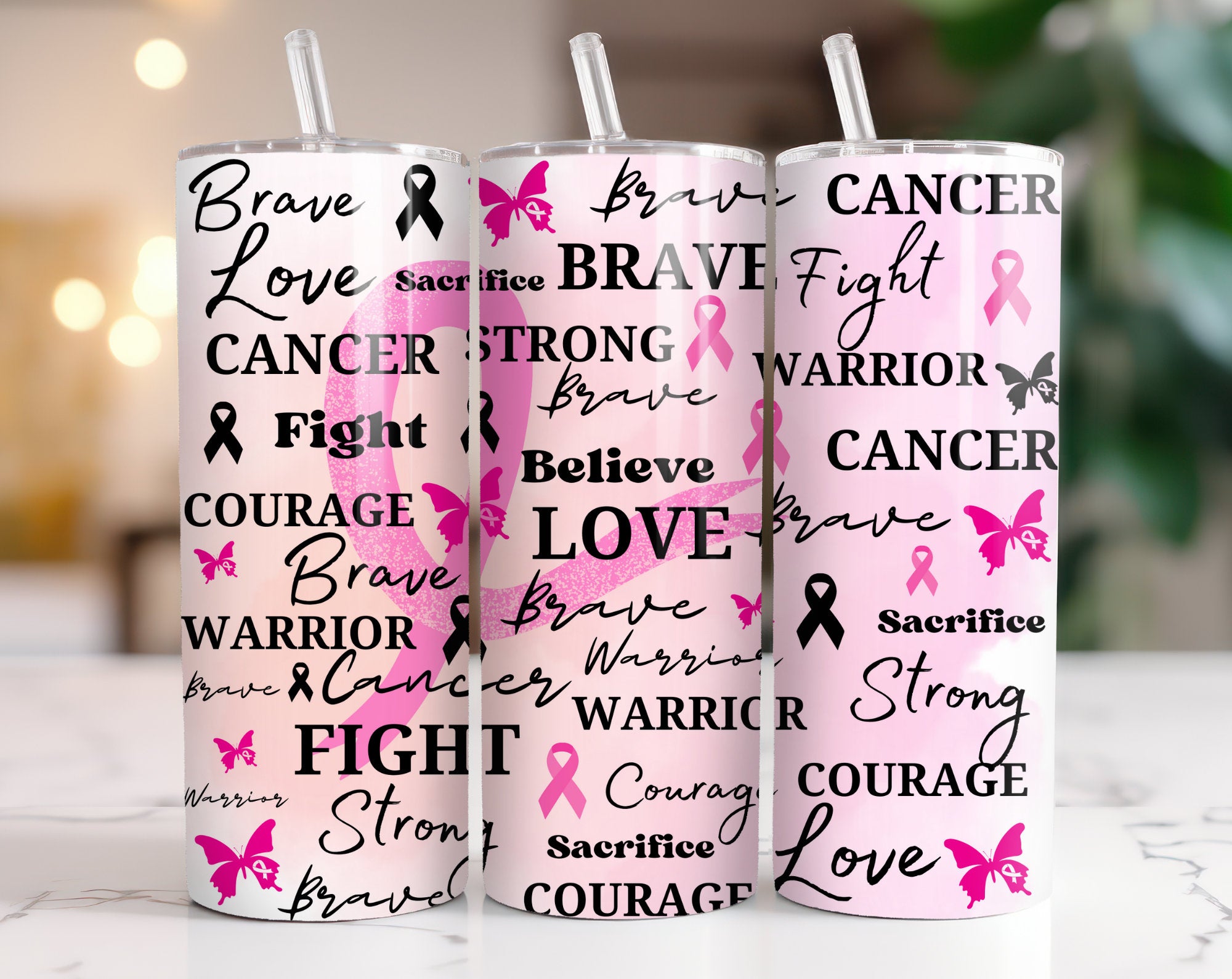 100+ Breast Cancer Tumbler Wrap Bundle 20oz Skinny Tumbler Sublimation PNG Ribbon Awareness Cancer Awareness Glitter Pink Tumbler