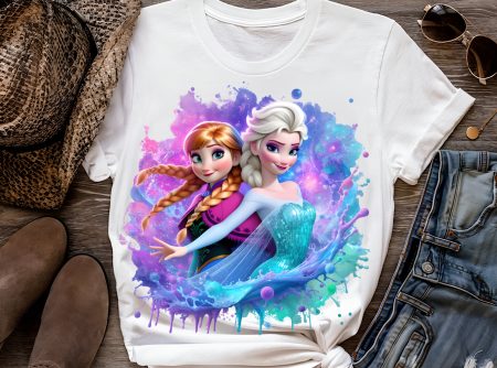 8 PNG Elsa and Anna Frozen Splash and Watercolor Digital design PNG file for sublimation – High Resolution -Instant Digital PNG Download