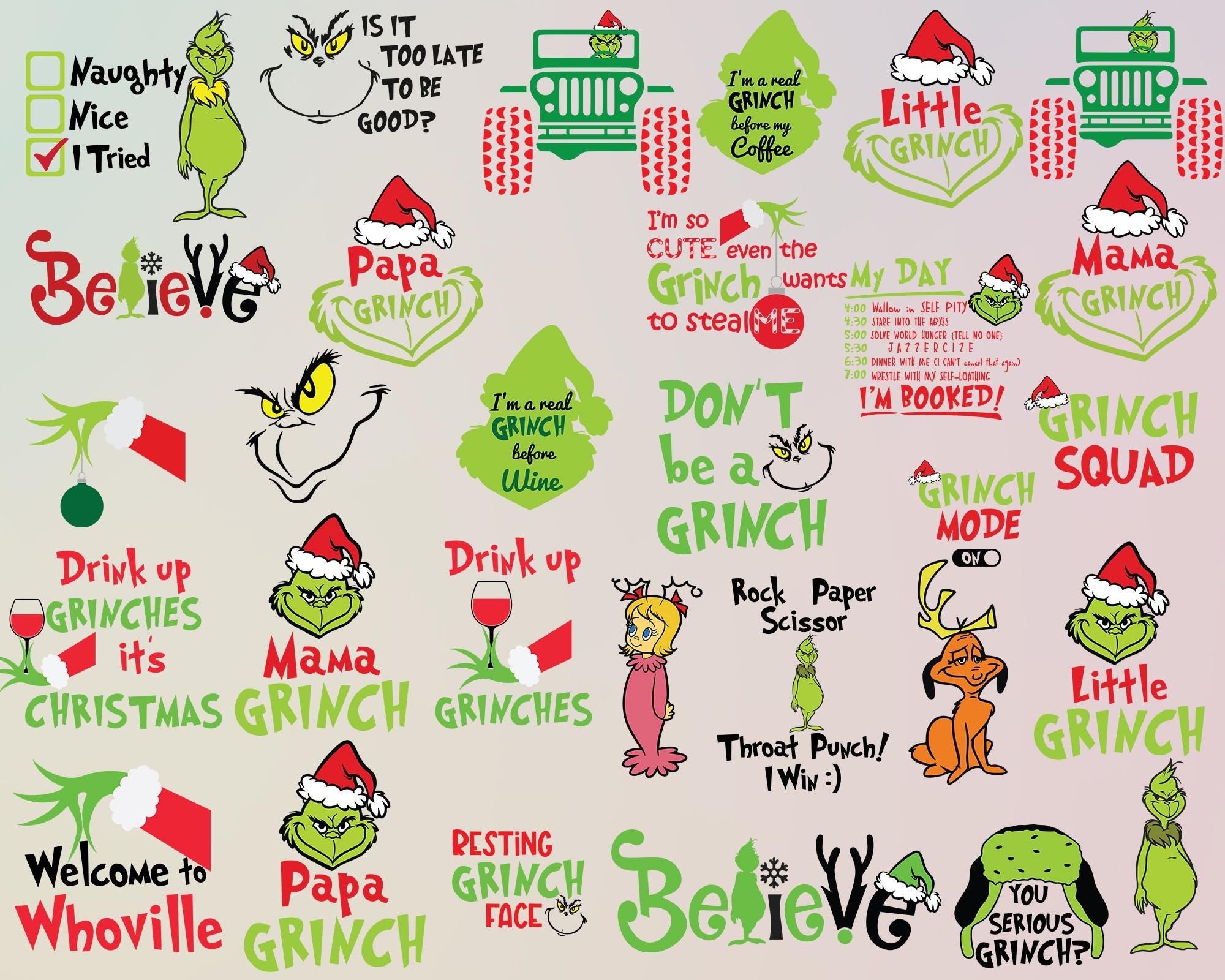The Grinch Svg Bundle | 190+ Unique Design | Grinch Christmas Svg, Grinch Clipart Files, Cricut & Silhouette Digital File | Instant Download