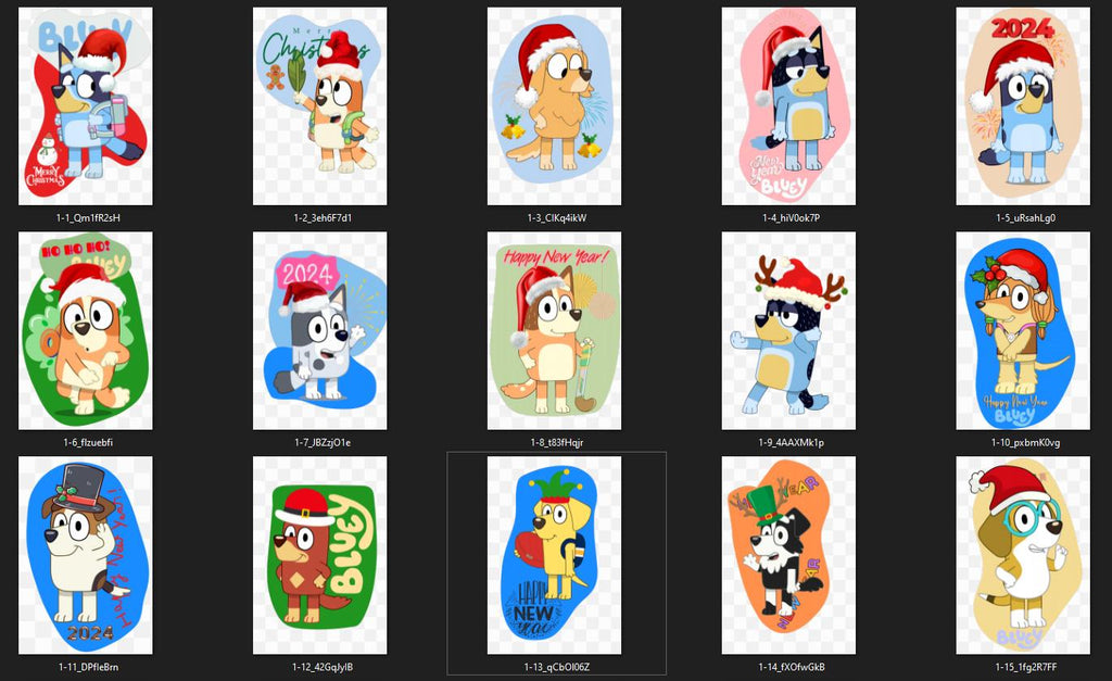 Christmas Blue Dog Bundle P1, Bluuey Christmas PNG, Retro Blue Dog Christmas PNG, Bluuey Dog Christmas Themed PNG, Holiday png, Blue Xmas
