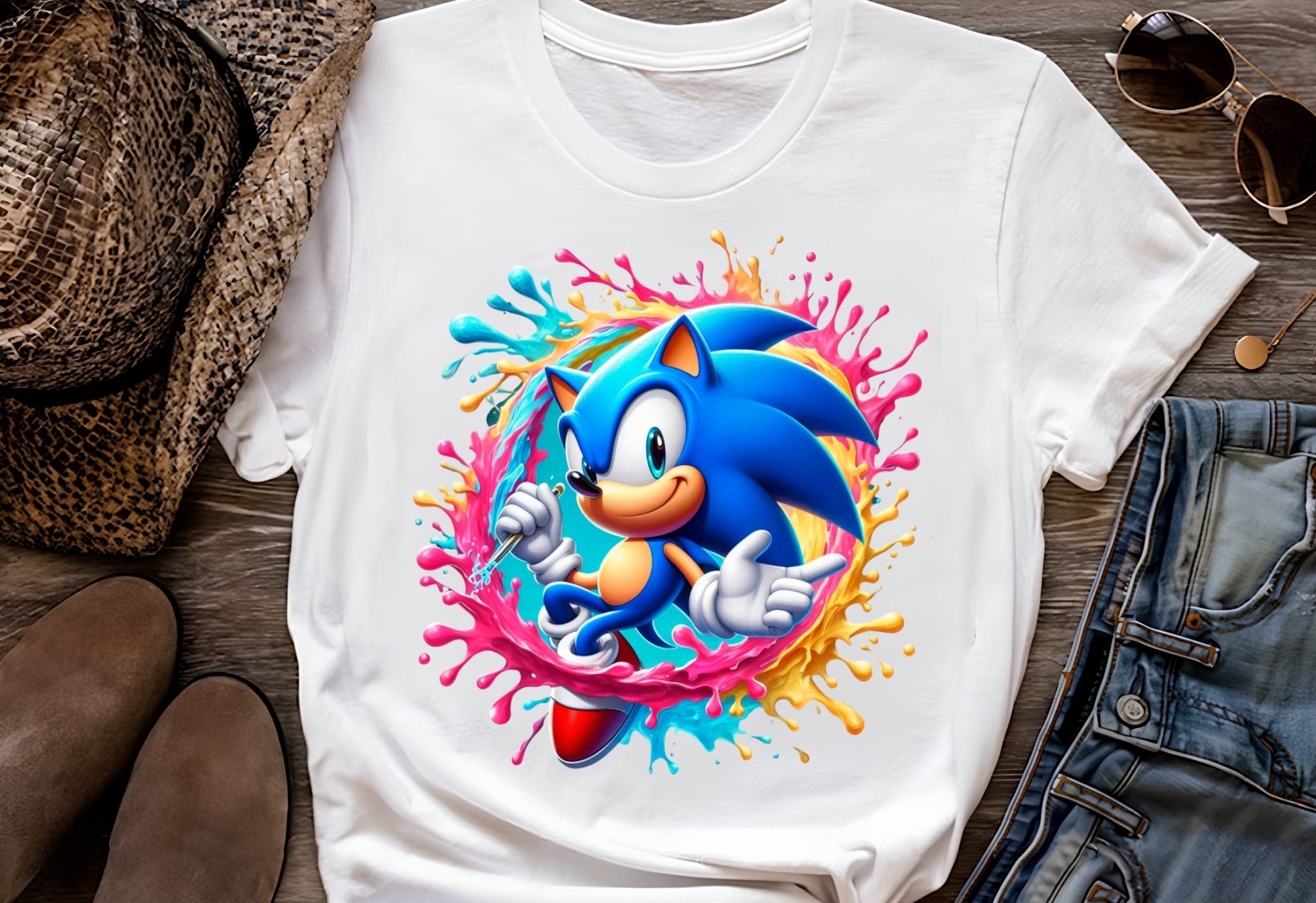 8 PNG Sonic the Hedgehog Splash and Watercolor Digital design PNG file for sublimation – High Resolution -Instant Digital PNG Download