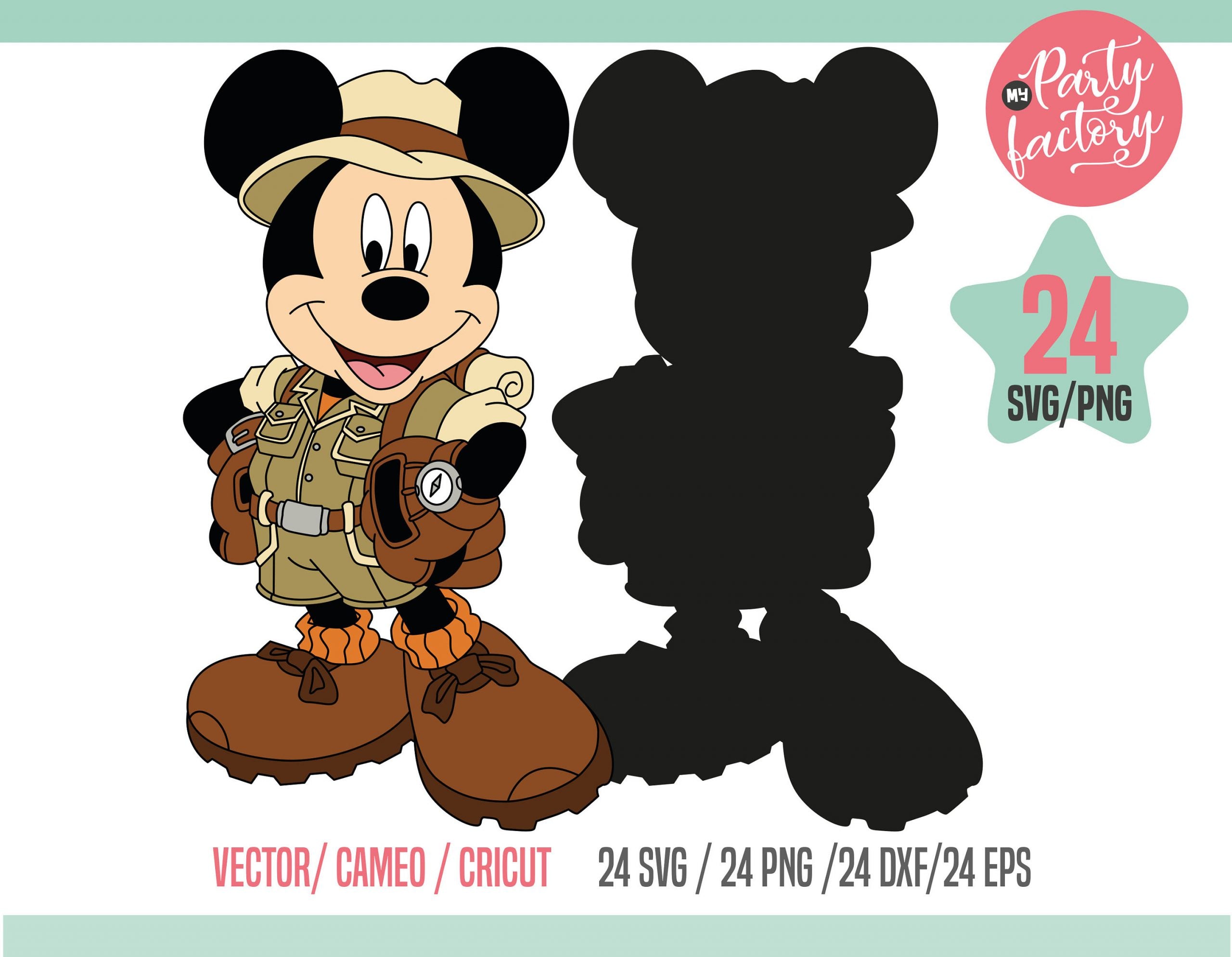 Mickey Safari Mouse SVG, EPS, PNG, Mouse and friends safari standing characters, Themed Centerpieces, T Shirt, Instant Download, Digital
