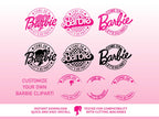5 Barbie Font Bundle SVG and OTF, TTF, Bonus Clipart bundle, Canvas, Cricut Compatible, Outline, Sublimation Cricut Cut File