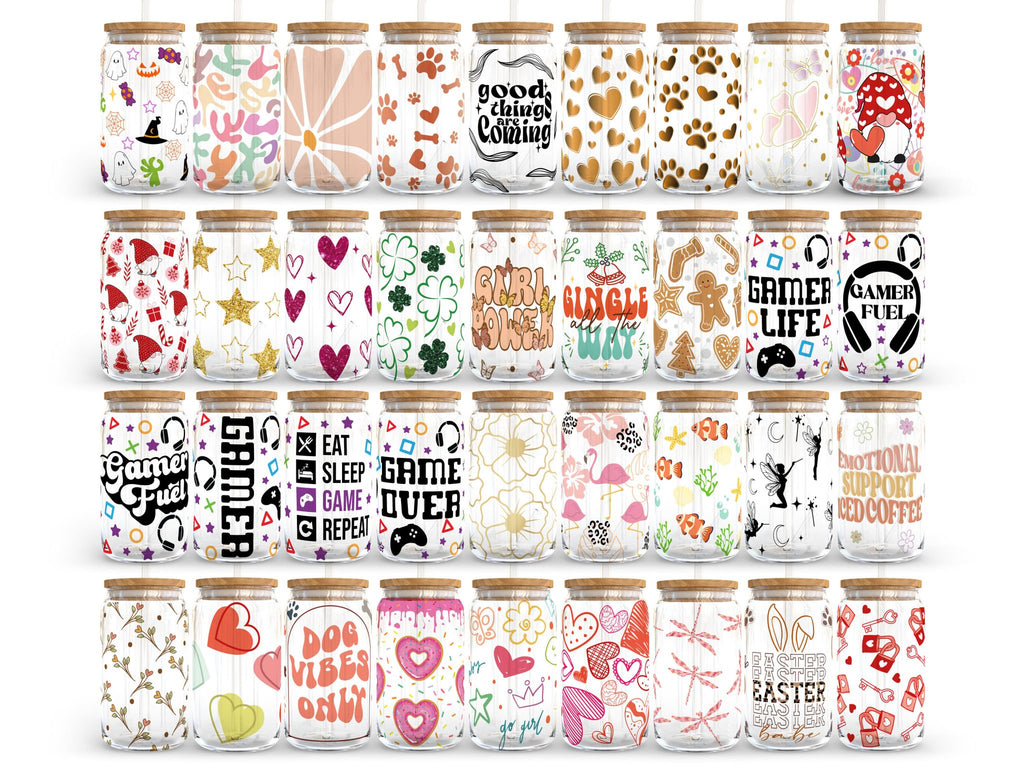 Libbey Glass Can Bundle 16oz Glass Can Svg | Libbey Glass Can Wrap | Glass Cup Bunde Svg Files for Cricut & Silhouette Cameo | Glassware svg