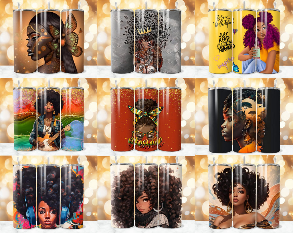 125+ Afro Tumbler Wrap Bundle, Inspirational Afro Sublimation, Black Women Affirmation Tumbler, Strong Woman PNG, Afro PNG, Commercial Use.