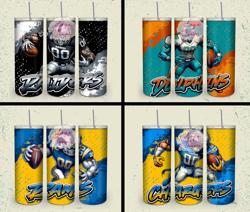 32 Team American Football Tumbler PNG Sublimation Designs, Football Mascot 20oz Skinny Tumbler Wrap PNG, Football Png Digital Download, NFL Tumbler