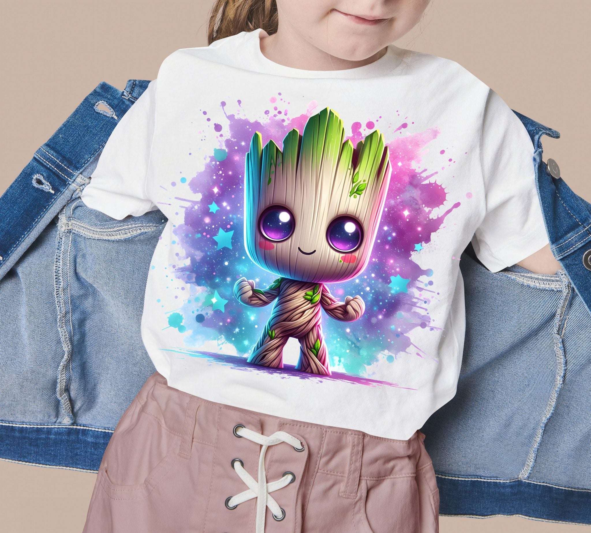 Set of 8 Watercolor splash Baby Groot png Digital images for printing, T-Shirts, Groot Print High Resolution-Instant Digital Download