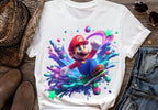 8 PNG Super Mario Splash and Watercolor Digital design PNG file for sublimation – High Resolution -Instant Digital PNG Download