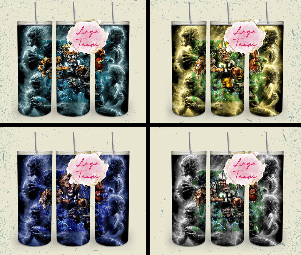 32 Team American Football Tumbler PNG Sublimation Designs, Football Mascot 20oz Skinny Tumbler Wrap PNG, Football Png Digital Download, NFL Tumbler