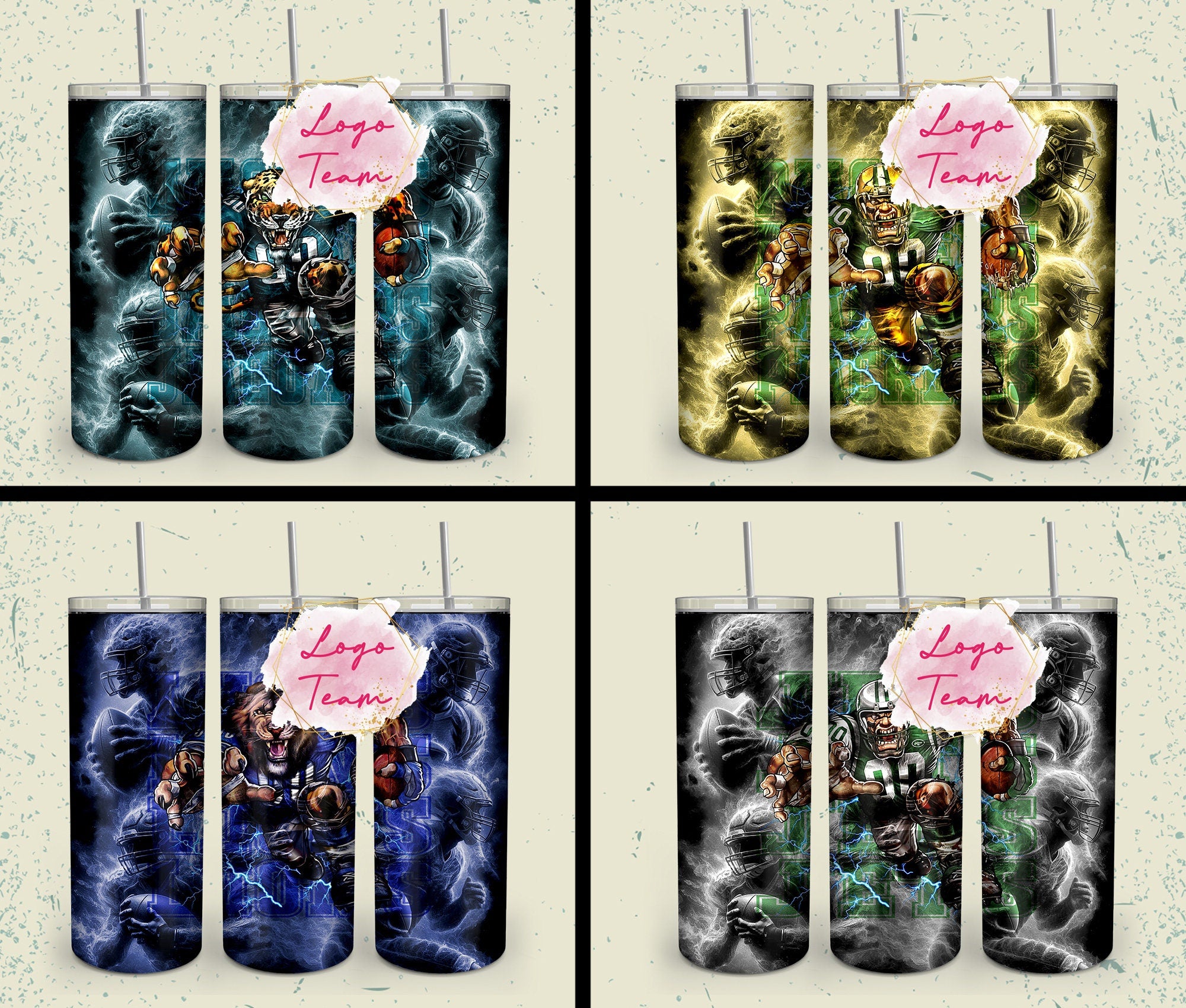 32 Team American Football Tumbler PNG Sublimation Designs, Football Mascot 20oz Skinny Tumbler Wrap PNG, Football Png Digital Download, NFL Tumbler