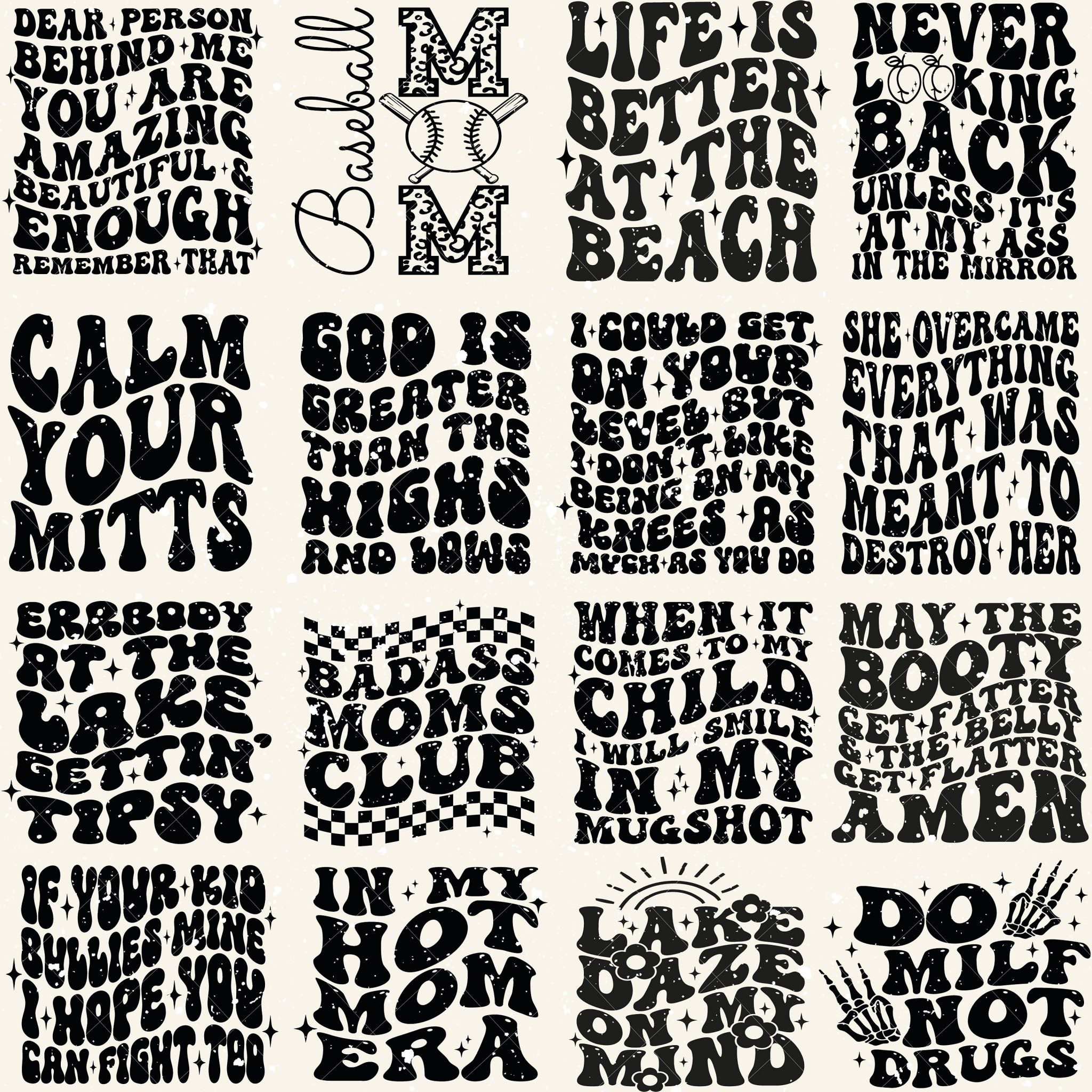 100 Groovy svg, bundle, boho svg, hippie svg, aesthetic svg, inspirational svg, motivational svg, trendy svg, retro svg, svg files wavy text