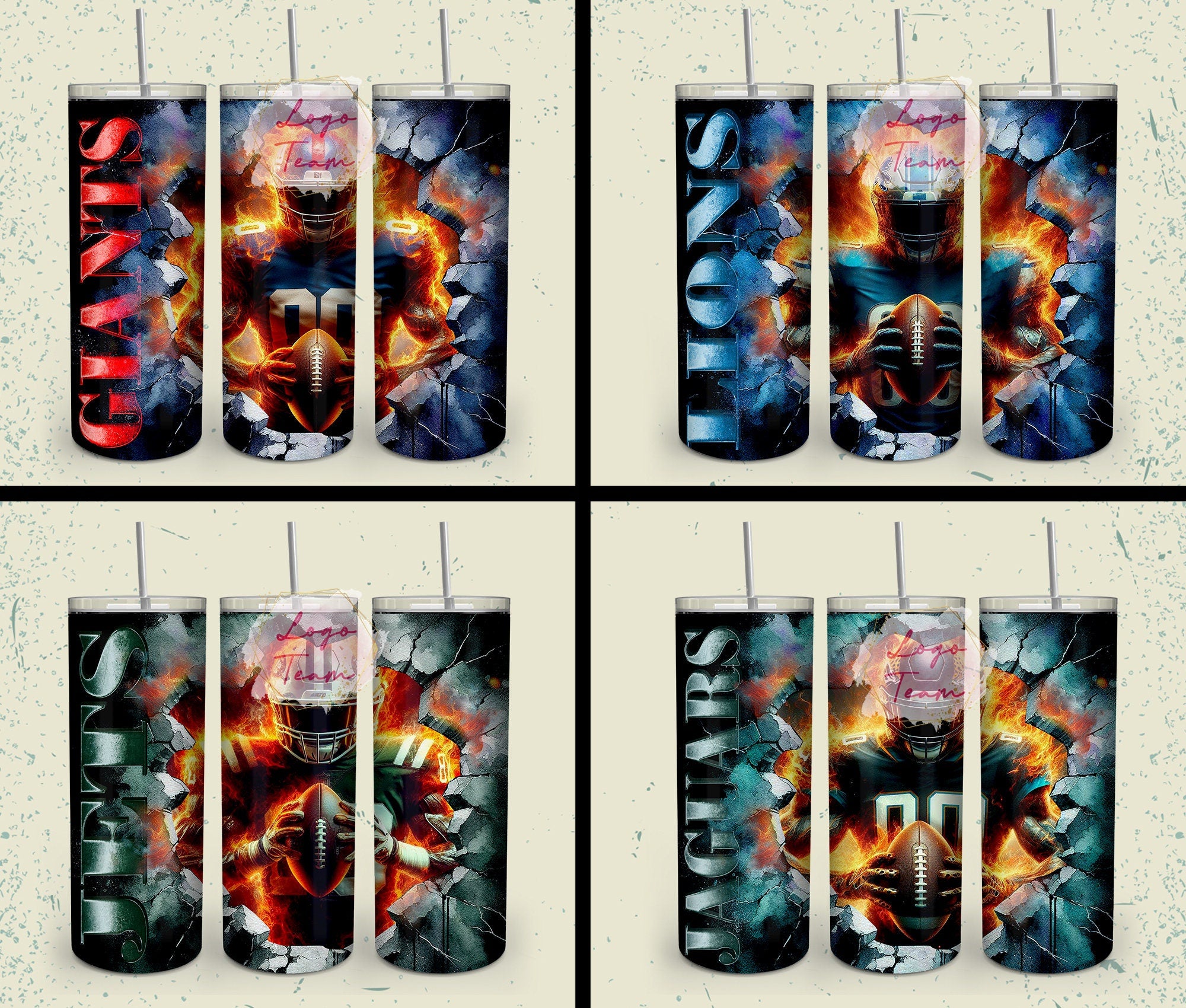 32 Team American Football Tumbler PNG Sublimation Designs, Football Mascot 20oz Skinny Tumbler Wrap PNG, Football Png Digital Download, NFL Tumbler