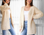 Crochet pattern-ELLA Crochet cardigan-Easy raglan pattern top PDF-raglan sweater women pattern-pullover crochet raglan cardigan-7size XS-3XL