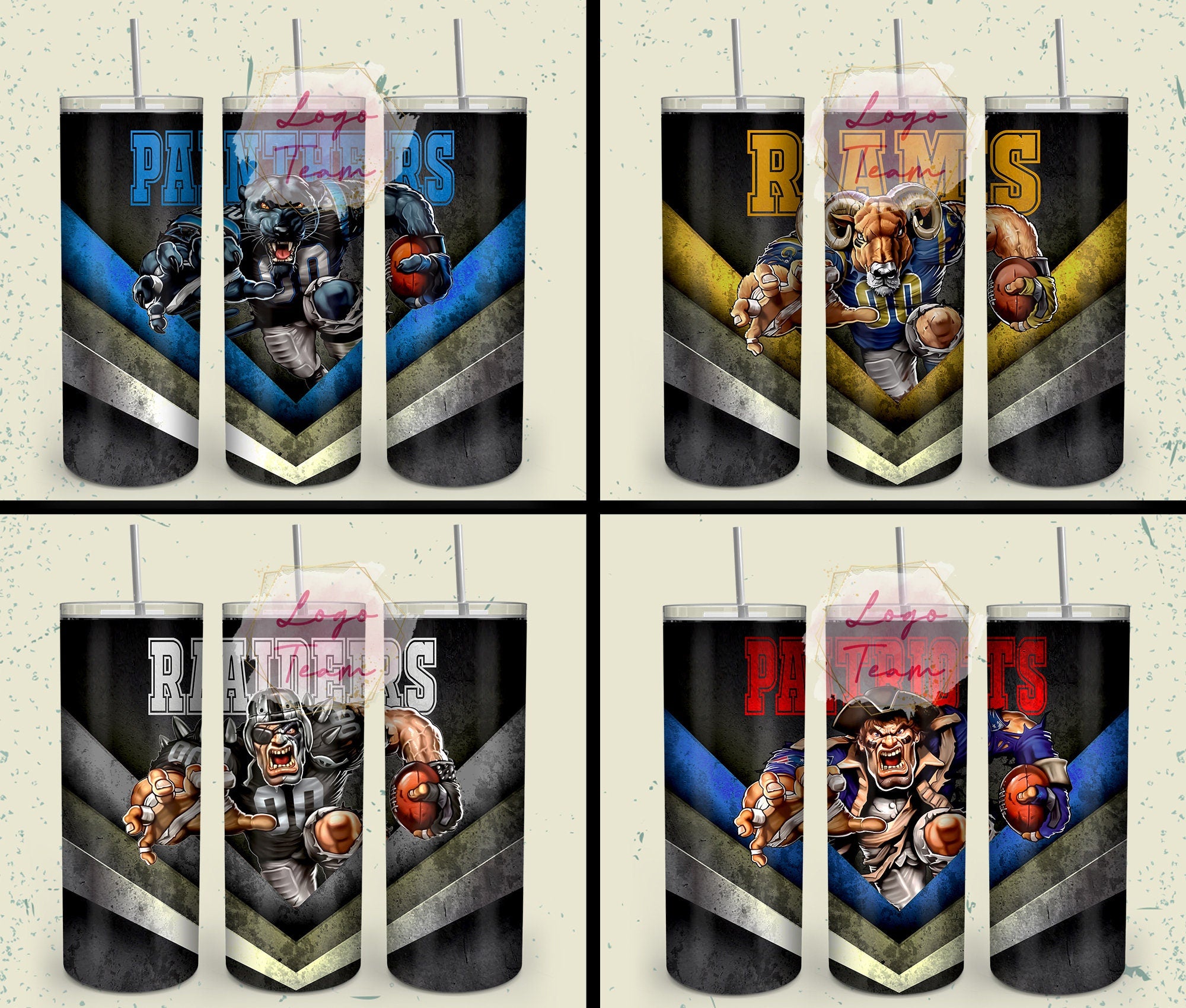 32 Team American Football Tumbler PNG Sublimation Designs, Football Mascot 20oz Skinny Tumbler Wrap PNG, Football Png Digital Download, NFL Tumbler
