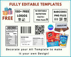 6 Party Favor Template Bundle, Chip Bag Template, Water Bottle Labels, Chocolate Bar , Pringles Template, Party Favor , SVG , Canva Editable