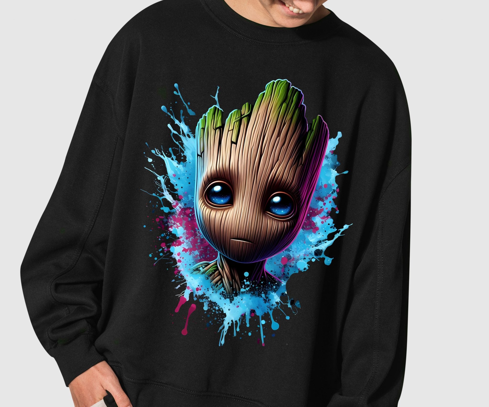 Set of 8 Watercolor splash Baby Groot png Digital images for printing, T-Shirts, Groot Print High Resolution-Instant Digital Download