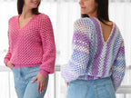 Crochet pattern- MILLIE Crochet sweater pattern PDF- Women crochet top pattern- 2 panels Crochet pullover sweater-Easy Granny sweater-XS-3XL