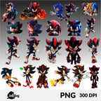 super sonic Hedgehog bundle 460 Png & 146 Svg, Sonic and shadow font and All Characters, Fonts, papers, stickers, birthday Digital Download.