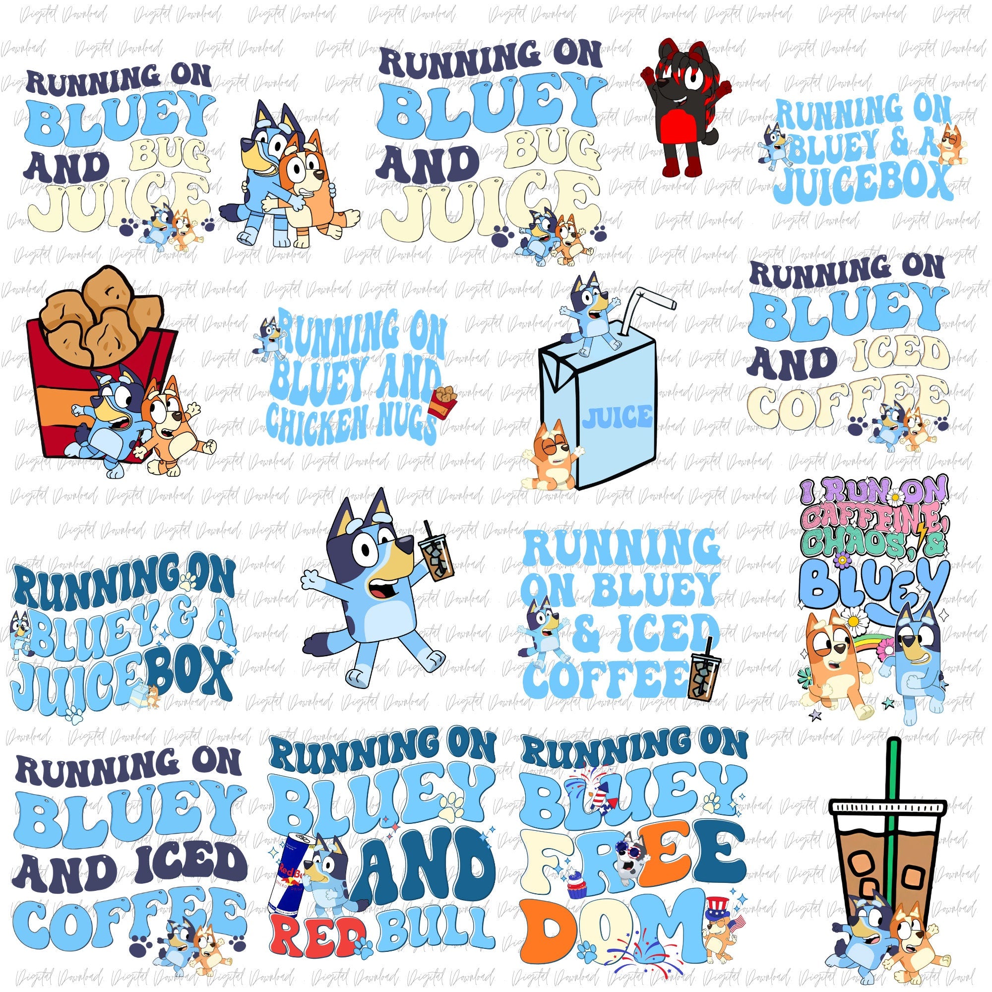 Mega Blue Dog Svg Bundle, Blue Dog Birthday Bundle Blue Dog Family Png Files, Png For Shirts, Birthday Png, Clipart png, Digital Download