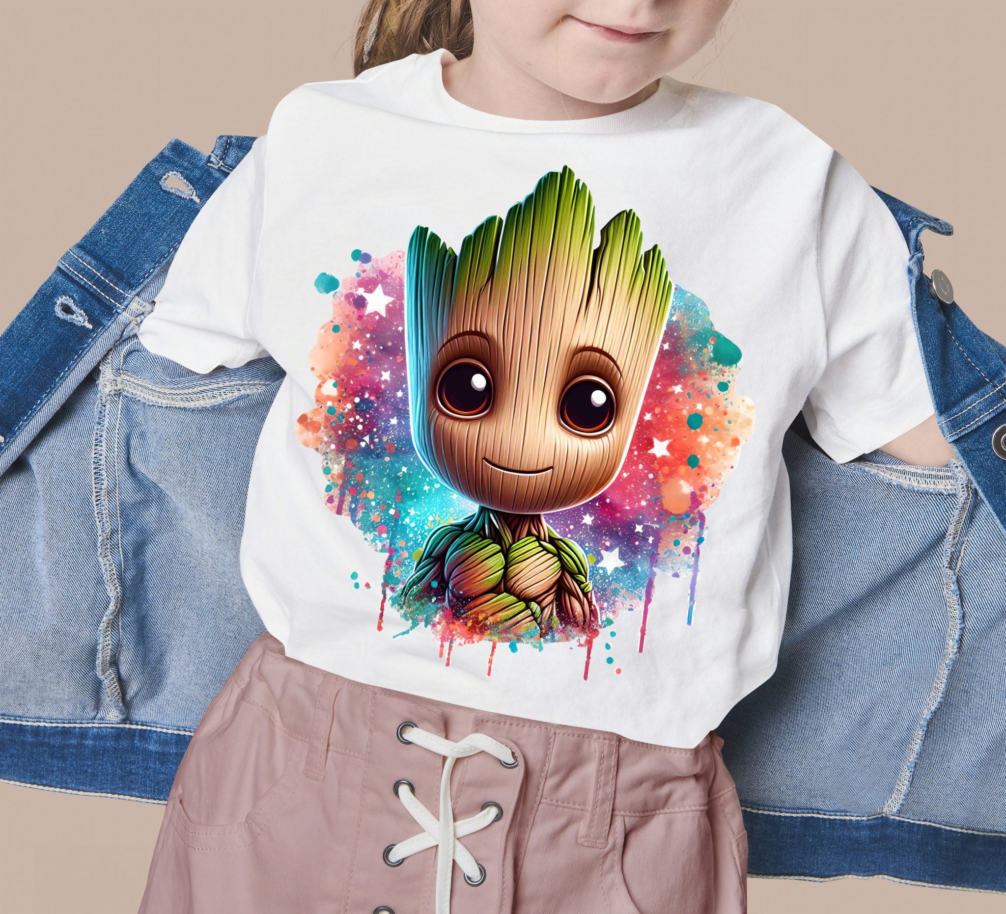 Set of 8 Watercolor splash Baby Groot png Digital images for printing, T-Shirts, Groot Print High Resolution-Instant Digital Download