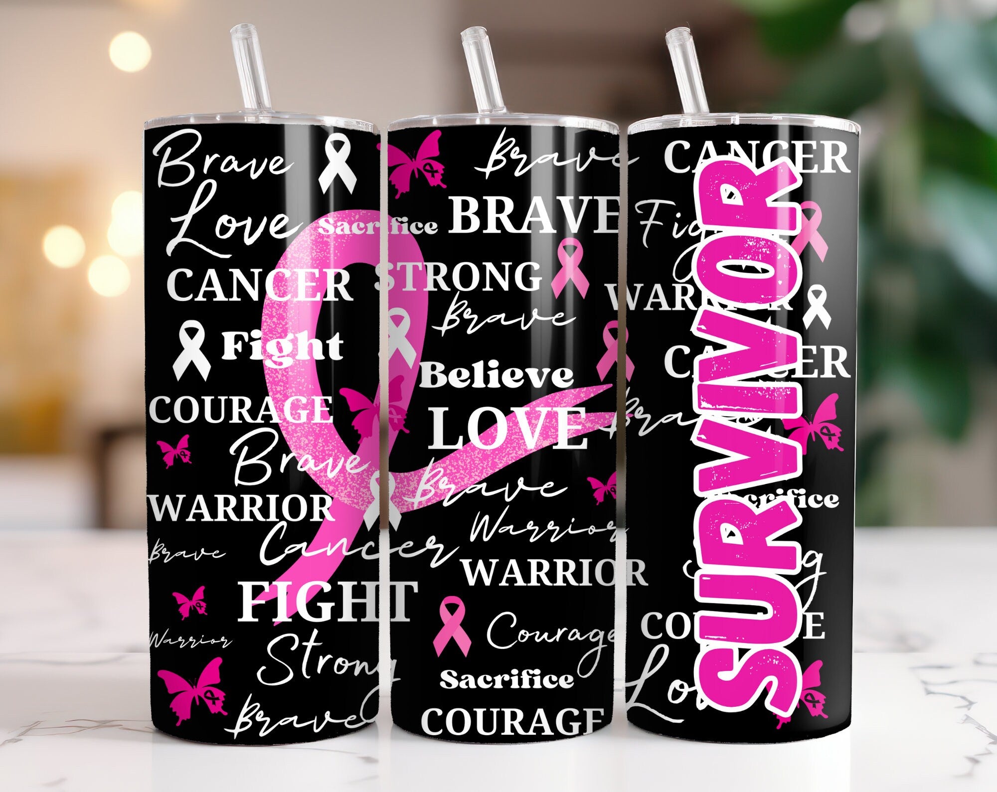 100+ Breast Cancer Tumbler Wrap Bundle 20oz Skinny Tumbler Sublimation PNG Ribbon Awareness Cancer Awareness Glitter Pink Tumbler