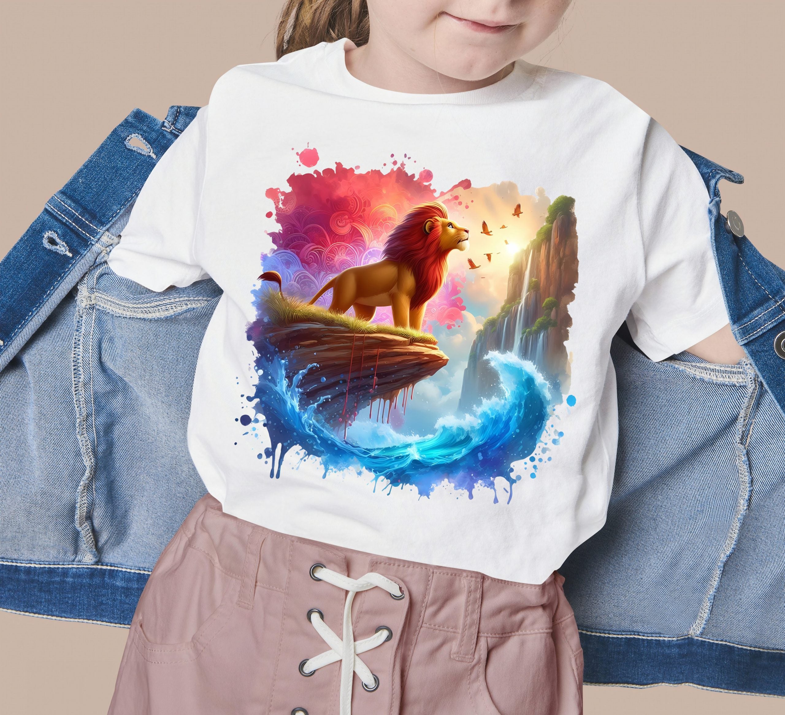 4 PNG Lion King Splash and Watercolor Digital design PNG file for sublimation – High Resolution -Instant Digital PNG Download