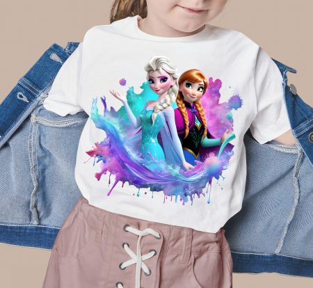 8 PNG Elsa and Anna Frozen Splash and Watercolor Digital design PNG file for sublimation – High Resolution -Instant Digital PNG Download