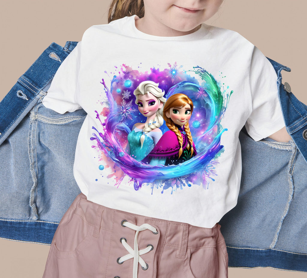 8 PNG Elsa and Anna Frozen Splash and Watercolor Digital design PNG file for sublimation – High Resolution -Instant Digital PNG Download