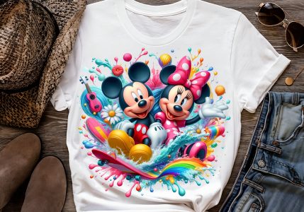 8 PNG Mickey Mouse and Minnie Splash and Watercolor Digital design PNG file for sublimation – High Resolution -Instant Digital PNG Download