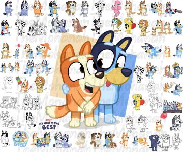 Mega Bluey Dog Svg Bundle, Bluey Dog Birthday Bundle Bluey Dog Family Png Files, Png For Shirts, Birthday Png, Clipart png, Digital Download