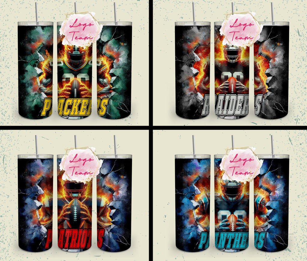 32 Team American Football Tumbler PNG Sublimation Designs, Football Mascot 20oz Skinny Tumbler Wrap PNG, Football Png Digital Download, NFL Tumbler