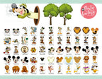 Mickey Safari Clipart PNG Digital Download, 90 PNG with transparent backgrounds Mickey and Friends Jungle Animals