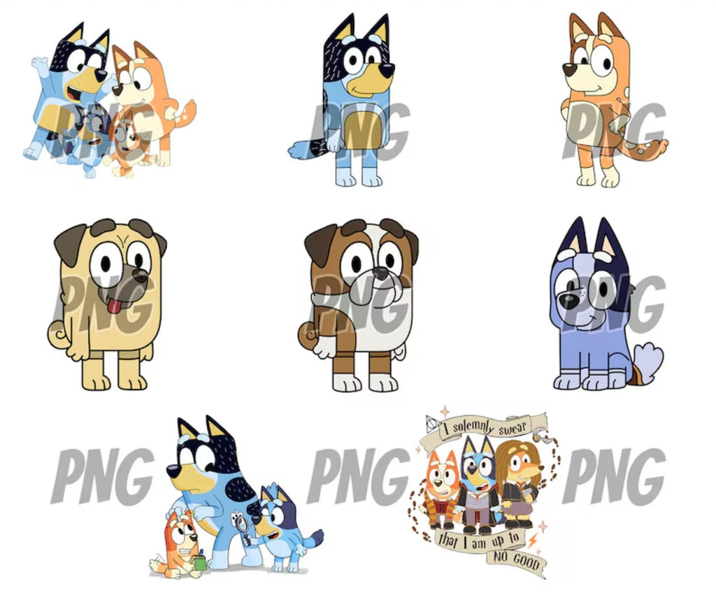 80 Designs Bluey Dog Png Mega Bundle, Bluey Dog Birthday Png Sublimation, Bluey Dog Family Png Clipart Sublimation Digital Download