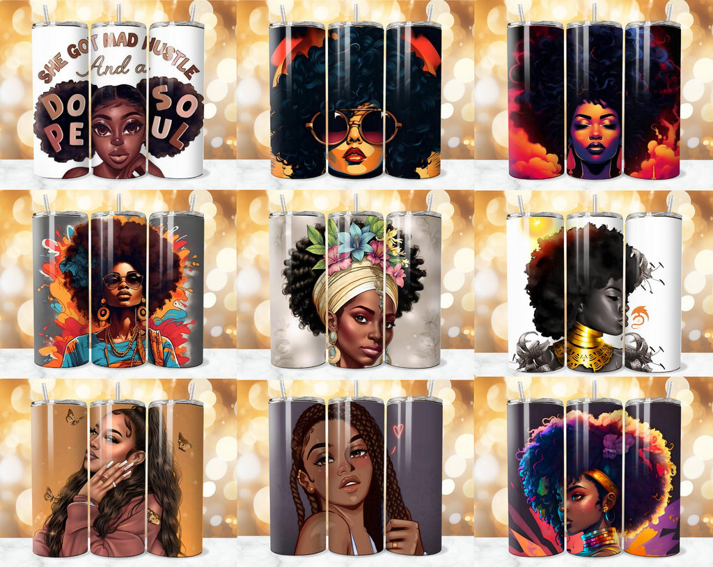125+ Afro Tumbler Wrap Bundle, Inspirational Afro Sublimation, Black Women Affirmation Tumbler, Strong Woman PNG, Afro PNG, Commercial Use.