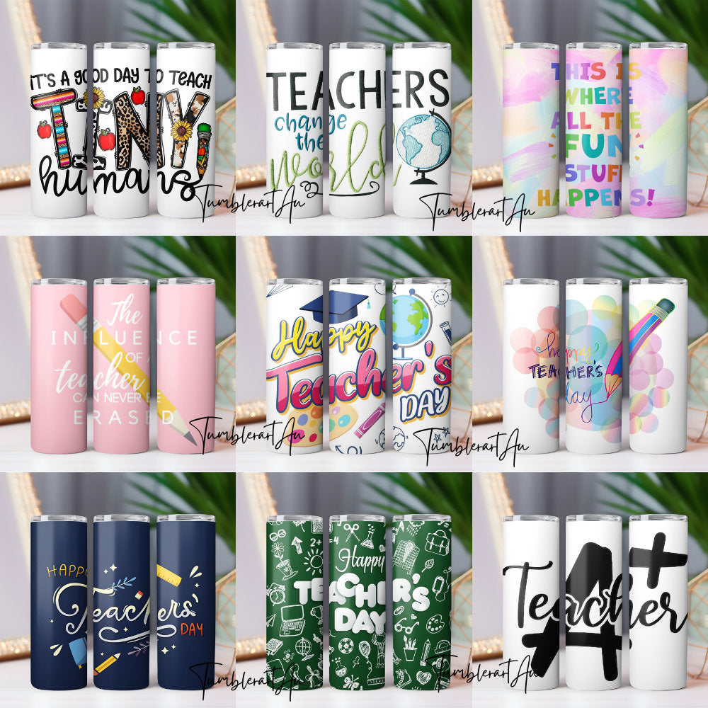 200+ Teacher Life Tumbler Wrap bundle Back To School Teacher Nutrition Facts 20oz, Messy Bun Teacher Inspire Affirmation Teachers On the Go
