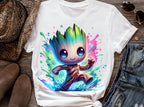 Set of 8 Watercolor splash Baby Groot png Digital images for printing, T-Shirts, Groot Print High Resolution-Instant Digital Download